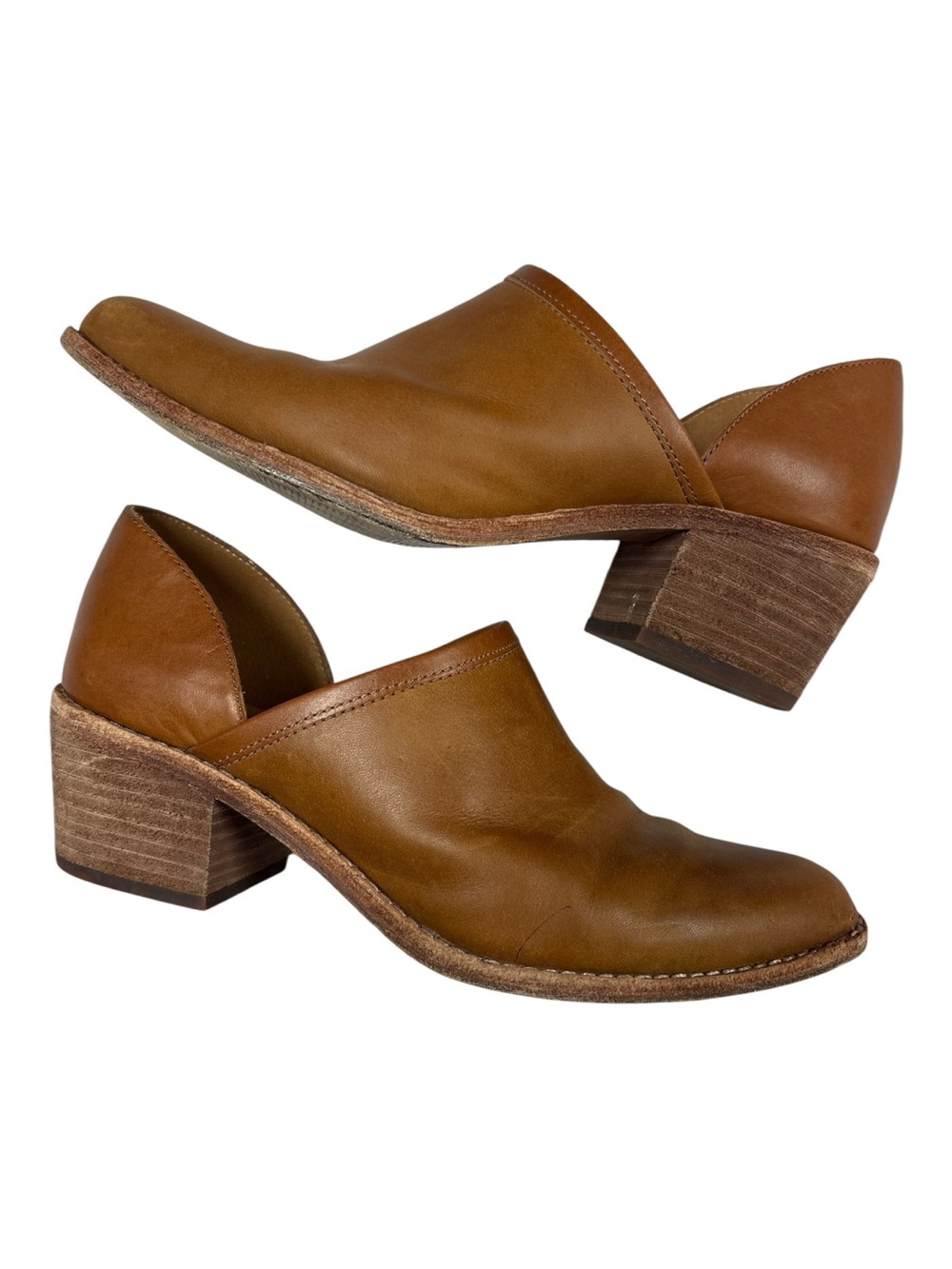 Madewell The Brady Lowcut Bootie Women's Size 7 Brown Leather Heel Slip On